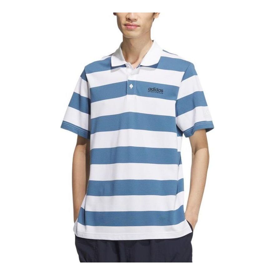 adidas Pique Stripe Polo Shirt Asia Sizing 'Blue White' JI9058