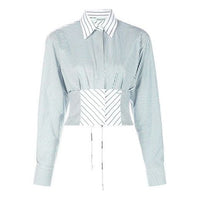 (WMNS) Off-White Striped Corset Shirt OWGA052R19A550749943