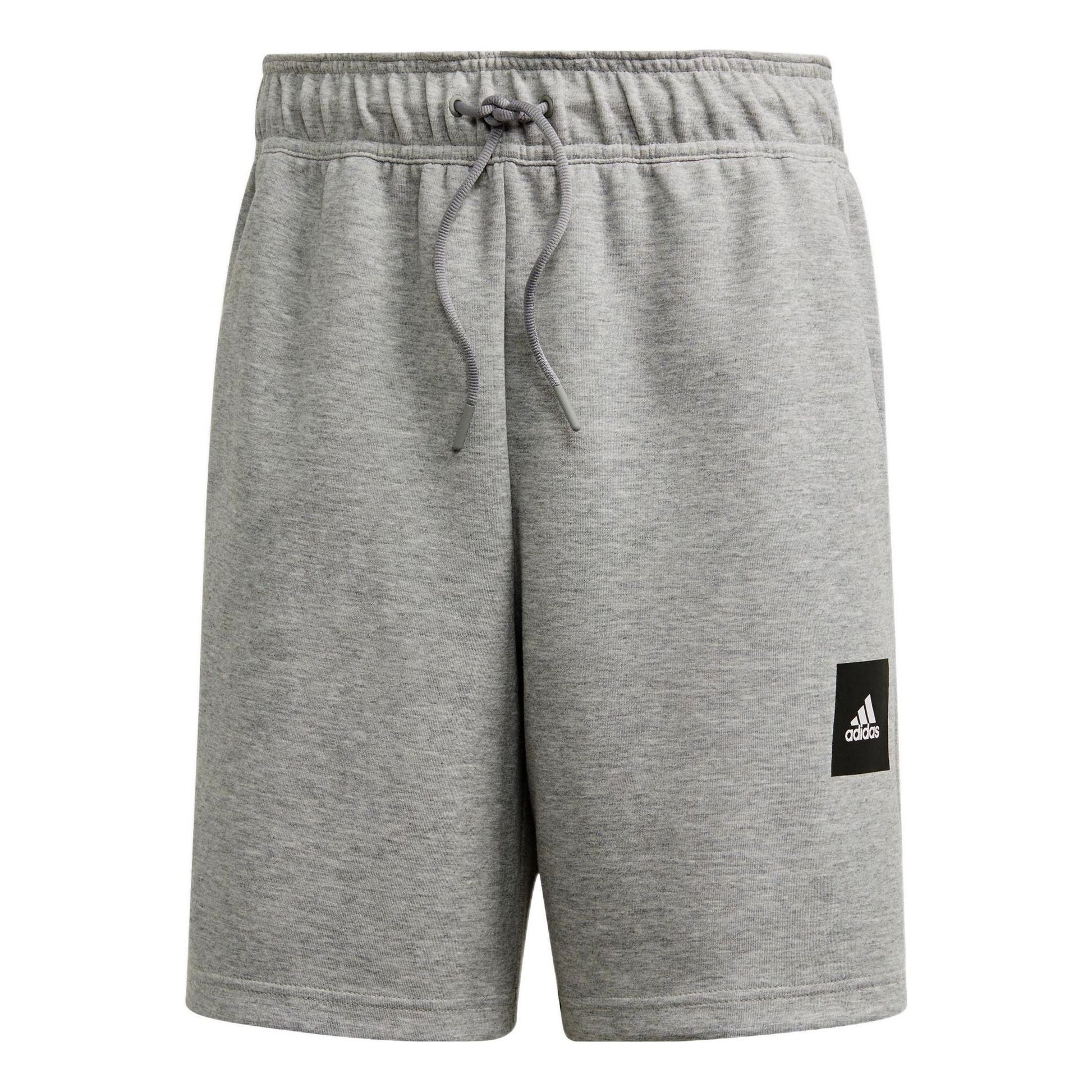 adidas Solid Color Logo Printing Elastic Waistband Straight Shorts Gray FU0033