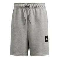 adidas Solid Color Logo Printing Elastic Waistband Straight Shorts Gray FU0033