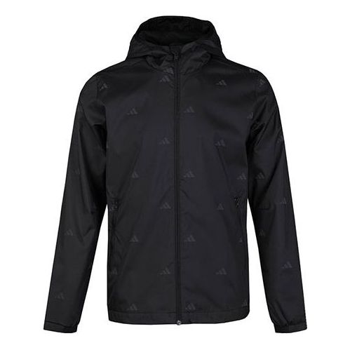 adidas Running Gym Sports Hooded Jacket Black FM9403
