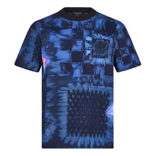 Men's LOUIS VUITTON Cotton Printing Short Sleeve Blue 1A8X1P