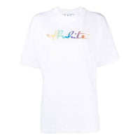 (WMNS) Off-White Tomboy Rainbow Logo Printing Short Sleeve Slim Fit White T-Shirt OWAA072R21JER0010184