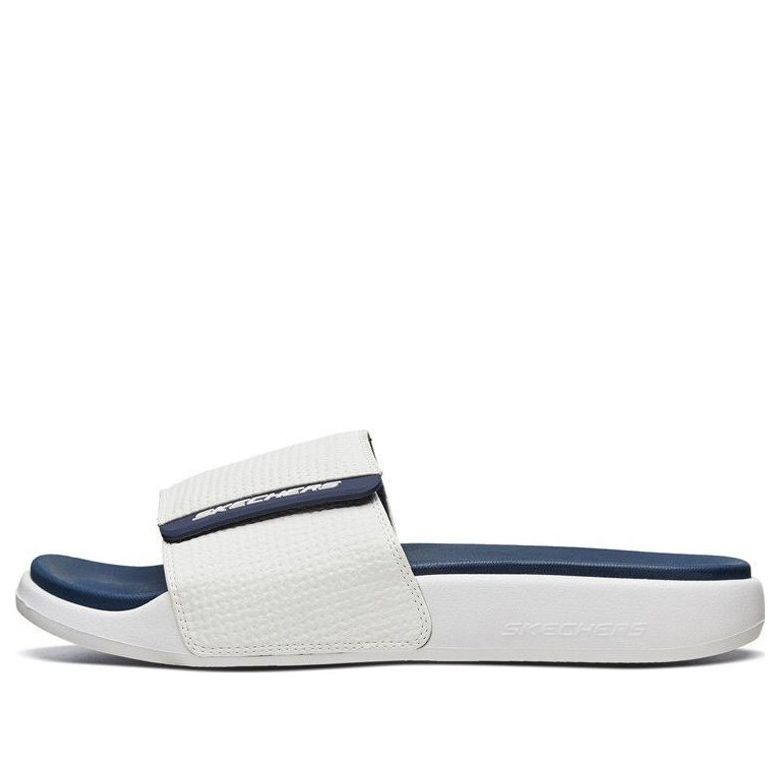 Skechers Velcro Outdoor Flat Heel Sports Slippers White Blue 51729-WNV