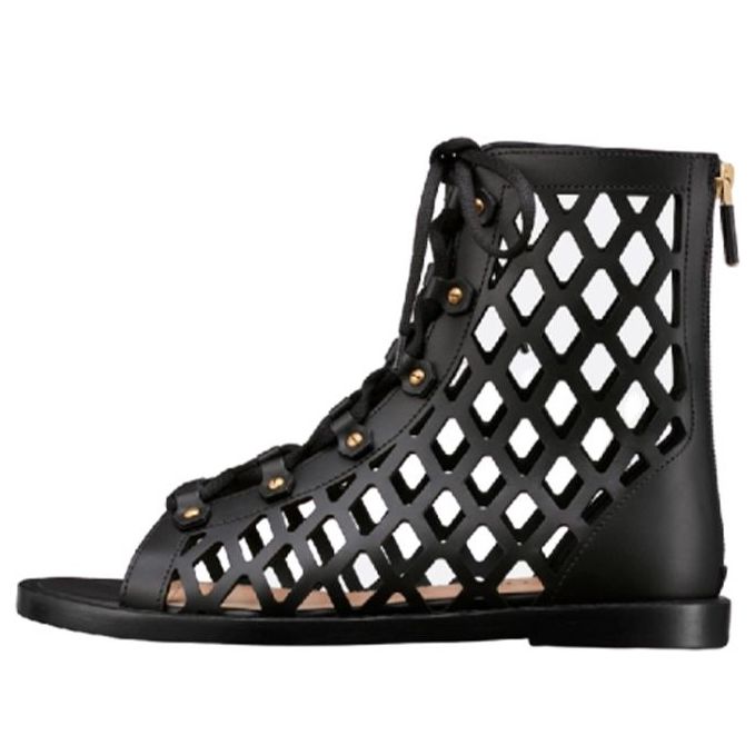 (WMNS) DIOR D-Trap Ankle Boot Black Calfskin and Shearling KCQ489CFM_900