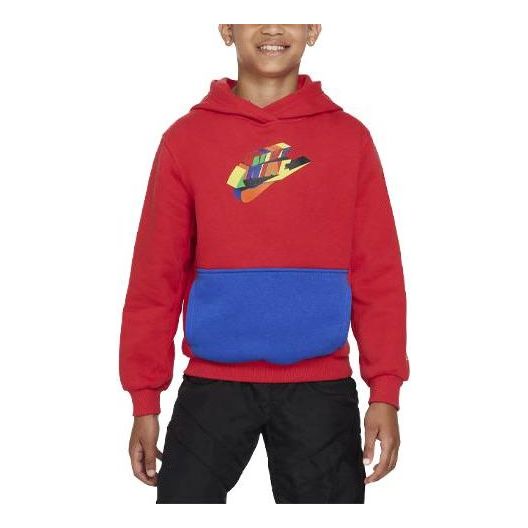 (GS) Nike Sportswear Club Fleece Pullover Hoodie 'Red Blue' FN3854-657