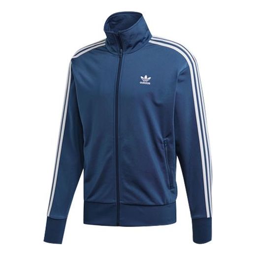 adidas originals Firebird Logo Printing Sports Stand Collar Jacket Blue FM3810