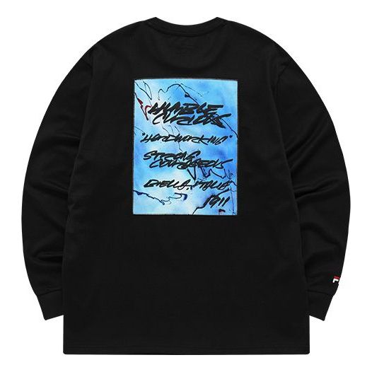 FILA FUSION x FUTURA Crossover Round Neck Long Sleeves Couple Style Black T11U138204F-BK