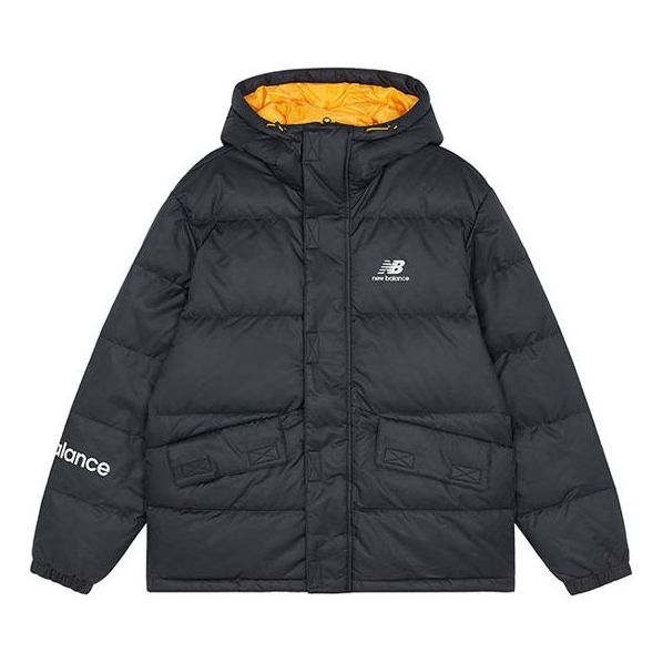 New Balance Logo Print Down Jacket Asia Sizing 'Black Orange' AMJ13334-BK