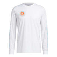 Men's adidas Btn G Ls T Back Printing Pattern Logo Round Neck Pullover Long Sleeves White T-Shirt HA4306