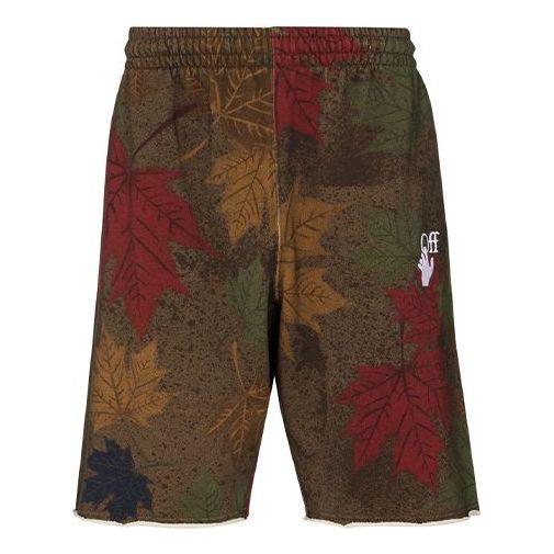 Off-White FW20 Leaf CamouflageArrowApplique Shorts Men's Khaki/Green OMCI006F20FLE0046001