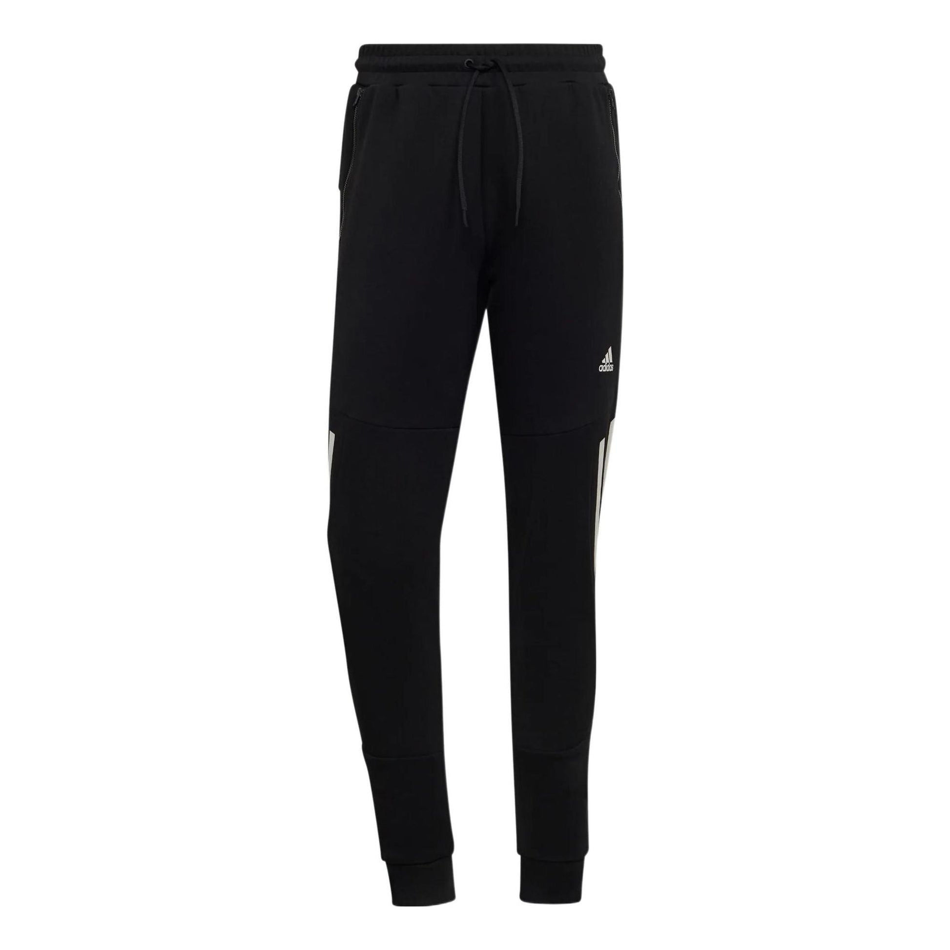 Men's adidas Solid Color Stripe Logo Elastic Waistband Bundle Feet Sports Pants/Trousers/Joggers Black HC5857