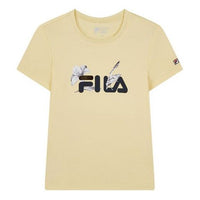 (WMNS) FILA City Subject Printing logo Alphabet Short Sleeve Yellow F11W018136F-YE