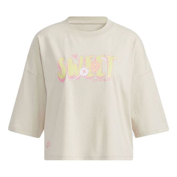 (WMNS) adidas neo May Love Tee Alphabet Printing Sports Round Neck Short Sleeve Bauxite Brown H62002