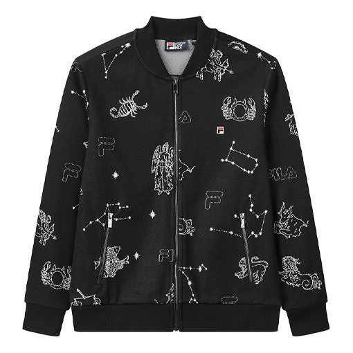 FILA Casual Sports Knit Printing Jacket Black F11M038507F-BK