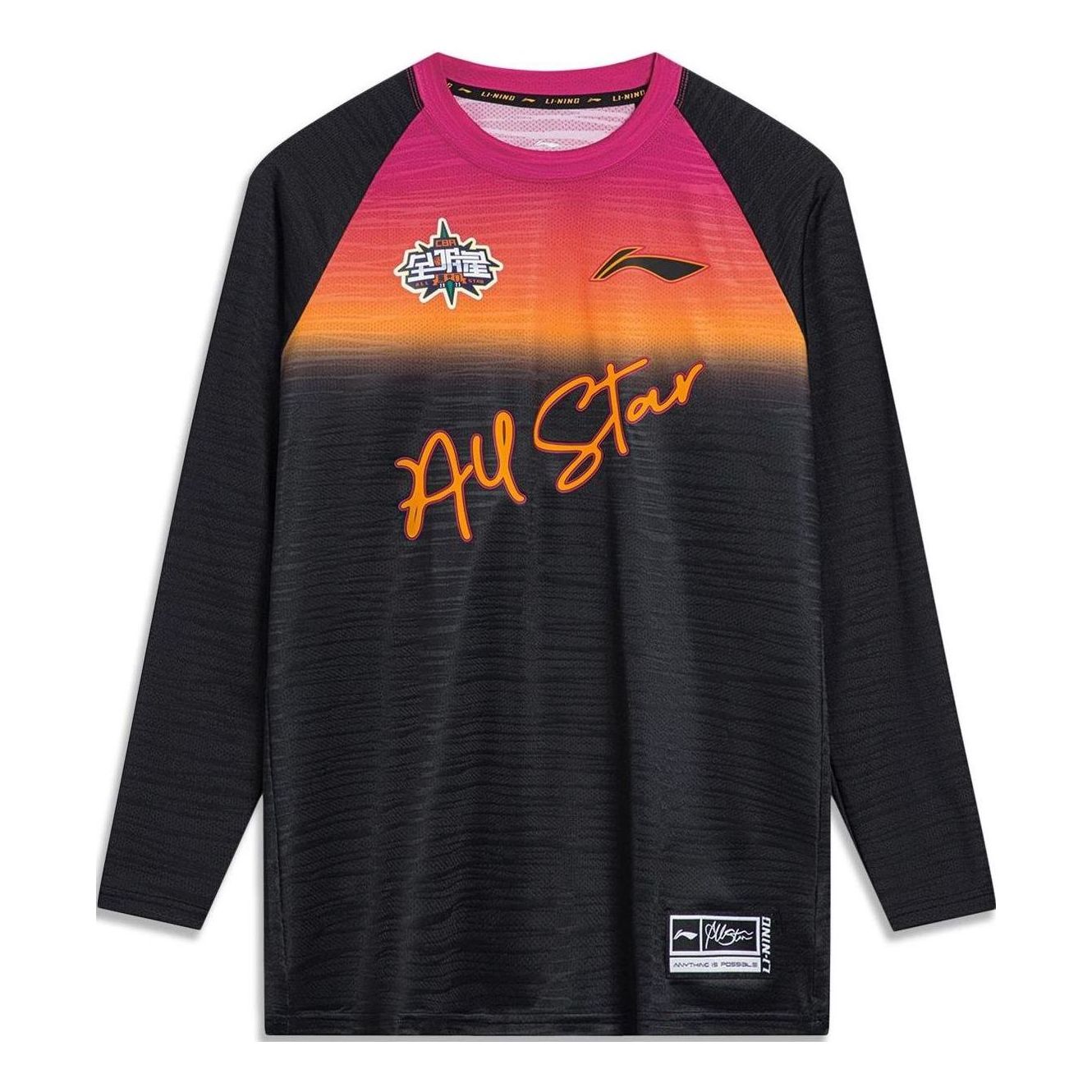 Li-Ning CBA All-Star Game Graphic Long Sleeve T-shirt 'Black' ATLT069-1