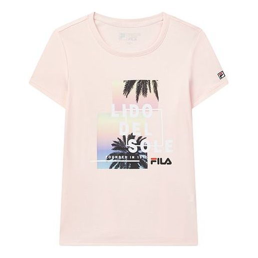 (WMNS) FILA Alphabet Pattern Printing Sports Minimalistic Short Sleeve Pink F11W028148F-PK