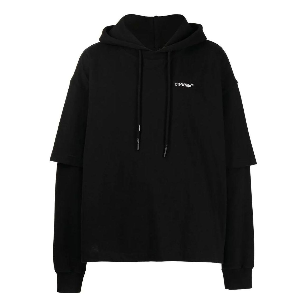 Men's Off-White SS22 Logo Printing Hooded Long Sleeves Version Black OMBB098C99FLE0031001BLACK