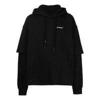 Men's Off-White SS22 Logo Printing Hooded Long Sleeves Version Black OMBB098C99FLE0031001BLACK