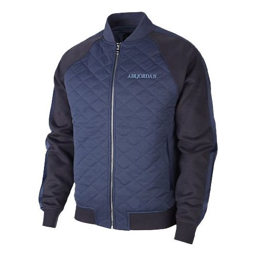 Air Jordan Colorblock Sports Training Stand Collar Casual Jacket Navy Blue BQ5772-557