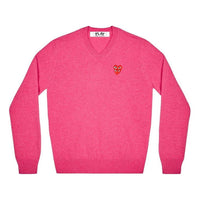 (WMNS) COMME des GARCONS PLAY V-Neck Pullover Red Emblem 'Pink' AZ-N073-051-4