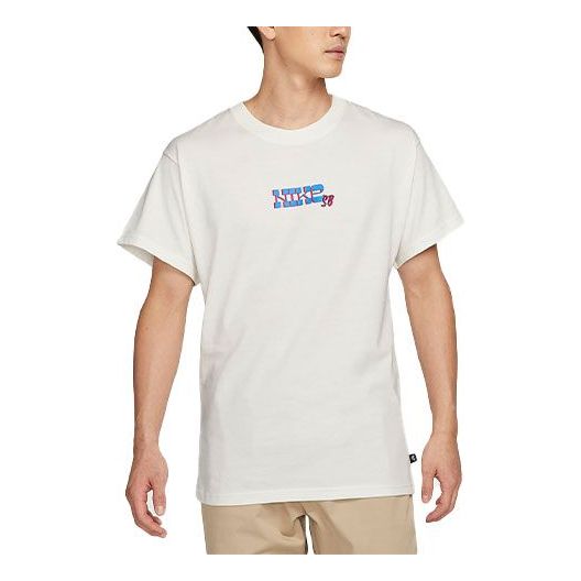 Men's Nike SB Skateboard Solid Color Alphabet Skateboard Casual Round Neck Short Sleeve White DQ1855-133