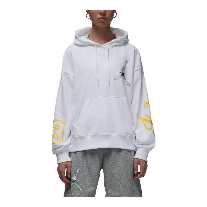 (WMNS) Air Jordan Street Style Plain Hoodie 'White Yellow' DZ3379-100