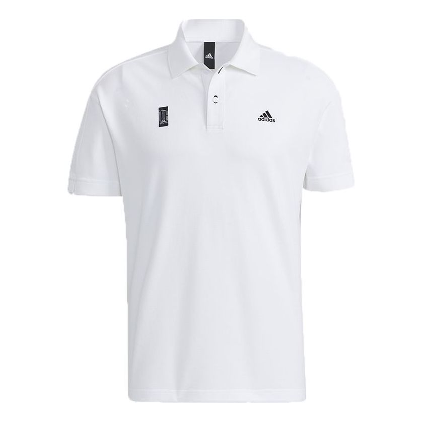 Men's adidas Wj Casual Sports Breathable Double Buttons Short Sleeve White Polo Shirt H39323