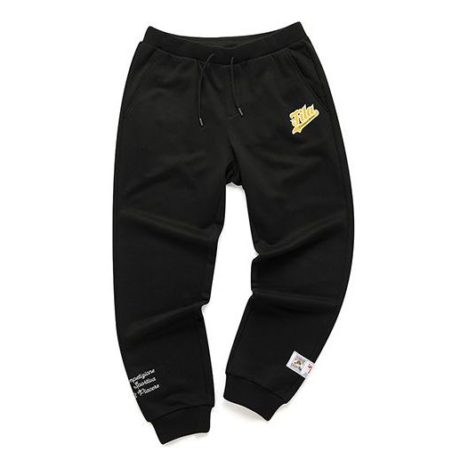 FILA FUSION Casual Sports Printing Bundle Feet Knit Sports Long Pants Black T11M112608F-BK