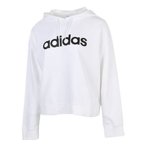 (WMNS) adidas NEO Logo Hoodie 'White Black' GU6130