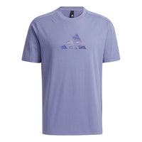 adidas Men's Fi 3bar Logo Print Crew Neck Purple H39357