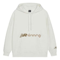 (WMNS) New Balance Logo Print Hoodie Asia Sizing 'White Brown' AWT13348-SST