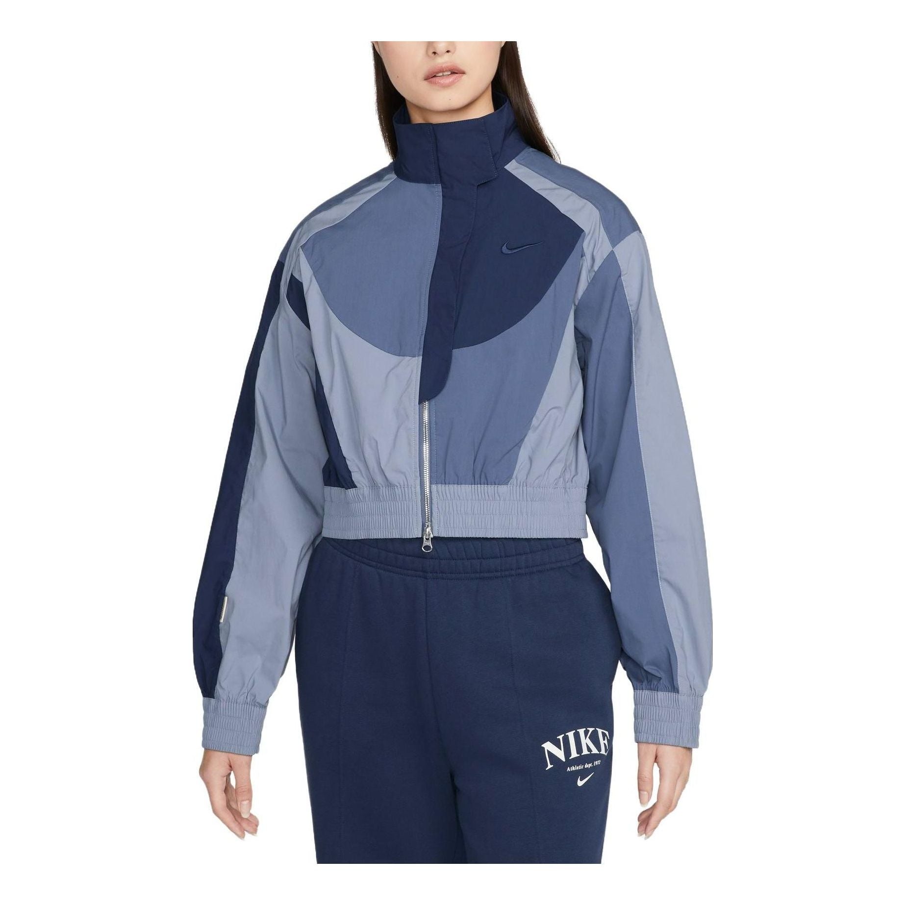 (WMNS) Nike Sportswear Collection Short Patchwork Jacket 'Blue' DV8308-410