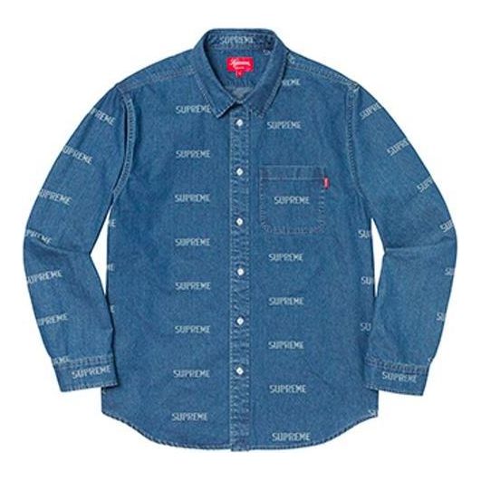 Supreme Logo Denim Shirt 'Teal White' SUP-SS19-962