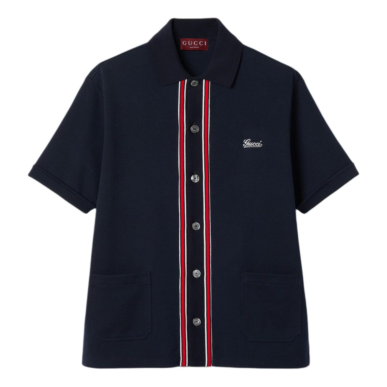 Gucci Cotton Jersey Polo Shirt 'Navy blue' 742380-XJGKU-4215