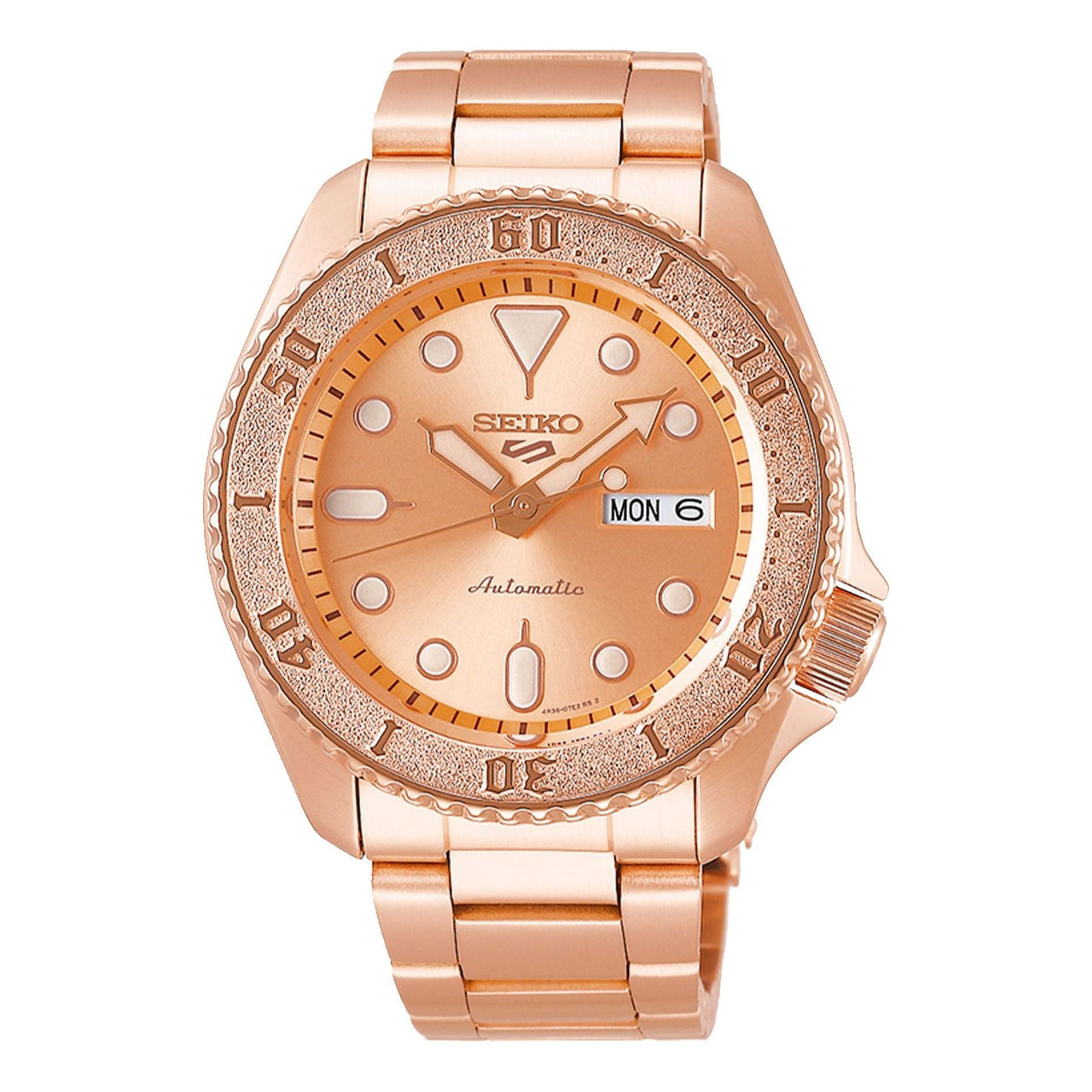 Men's SEIKO No. 5 Series Metallic Steel strip Mechanical Rose Gold Color SRPE72K1