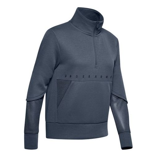 (WMNS) Under Armour Splicing Pocket High Collar Gray 1348546-044