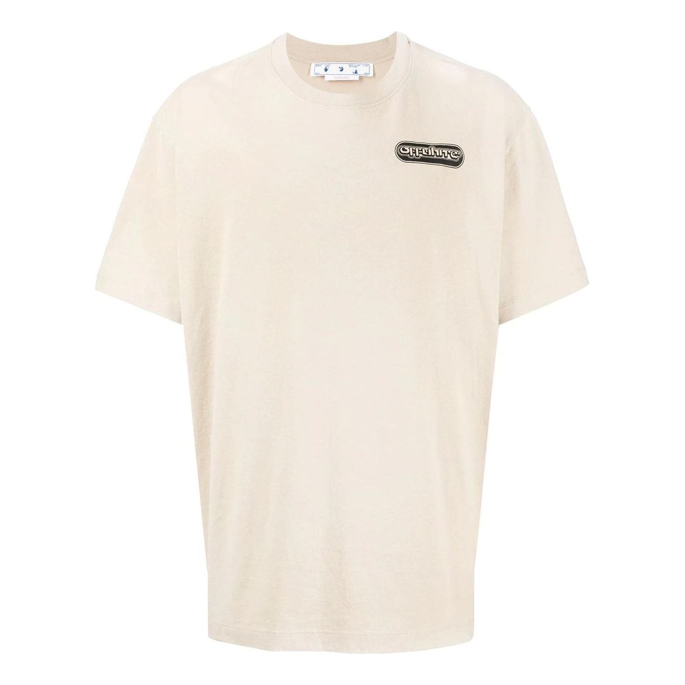 Men's Off-White SS22 Logo Printing Short Sleeve Loose Fit Light Brown T-Shirt OMAA038S22JER0031710