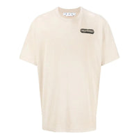 Men's Off-White SS22 Logo Printing Short Sleeve Loose Fit Light Brown T-Shirt OMAA038S22JER0031710