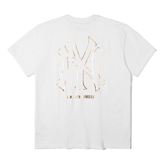 New Era MLB Series Embroidered Bronzing Logo Round Neck Short Sleeve Unisex White 12360541
