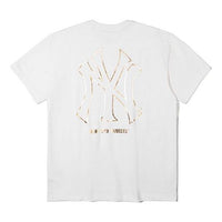 New Era MLB Series Embroidered Bronzing Logo Round Neck Short Sleeve Unisex White 12360541