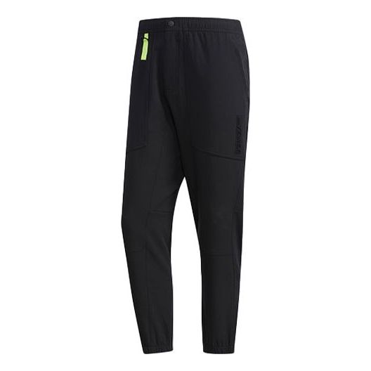 Men's adidas Solid Color Outdoor Sports Woven Breathable Long Pants/Trousers Black FN0857