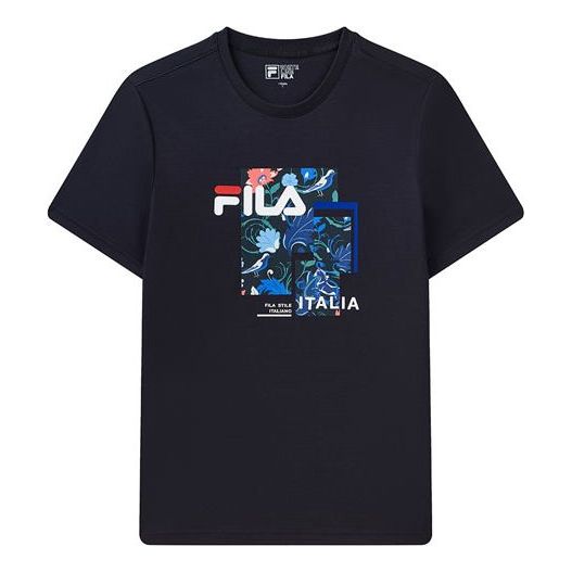 FILA Logo Printing Pattern Sports Round Neck Short Sleeve Blue F11M118111F-NV