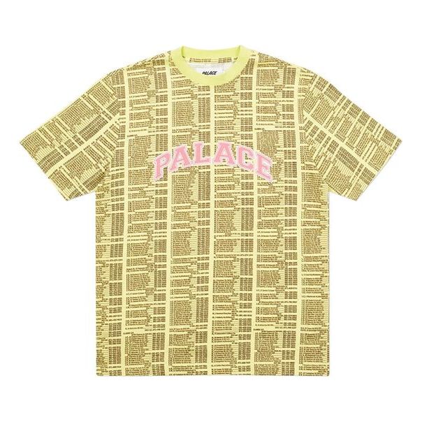 PALACE Bell Man Allover T-Shirt Alphabet Printing Short Sleeve Unisex Yellow P19ES019