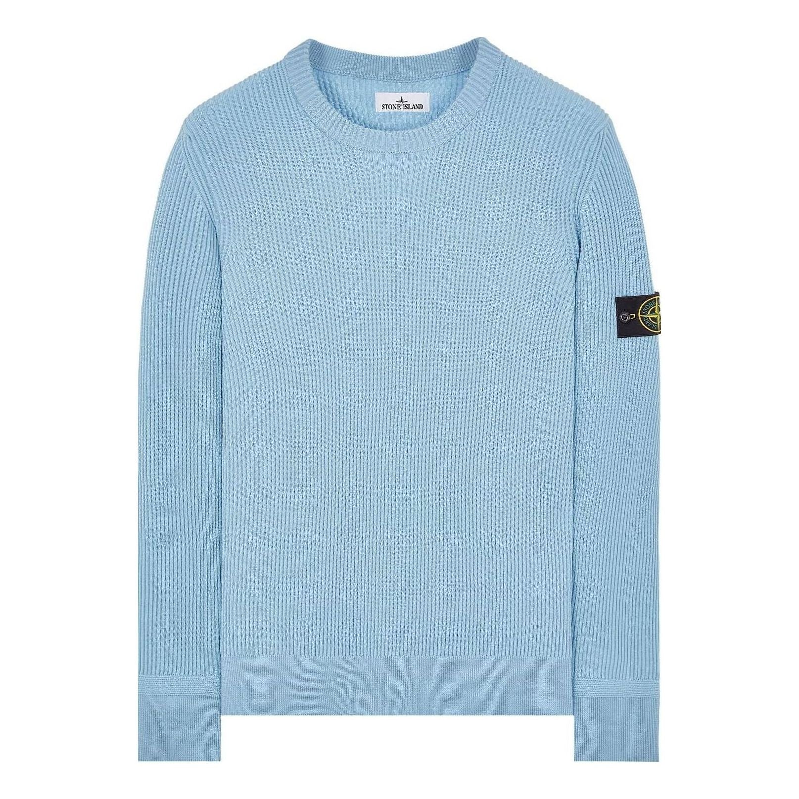STONE ISLAND Logo Patch Crewneck Knitted Sweater 'Sky Blue' 7915553C2-V0041