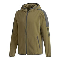 adidas Casual Sports Contrasting Colors hooded Woven Jacket Khaki Brown DV1043