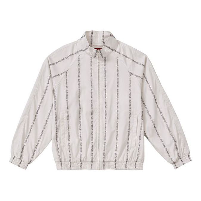 Supreme FW18 Reflective Text Track Jacket White SUP-FW18-947