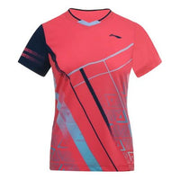 Li-Ning Badminton Series Quick Dry Training tournament Short Sleeve Pink Red AAYS072-4