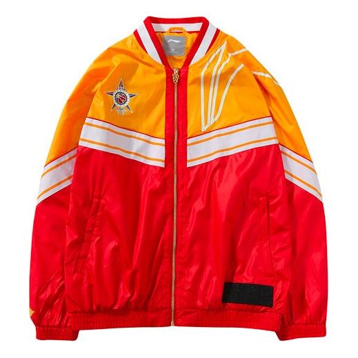 Li-Ning New York Fashion Week CBA All-Star Colorblock Jacket Couple Style Red Yellow AJDN143-1