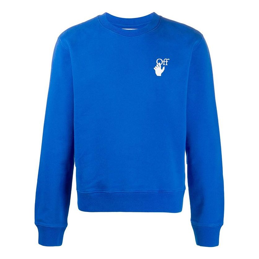 Off-White Cut Here Logo Printing Pullover Blue OMBA025F20FLE0074501
